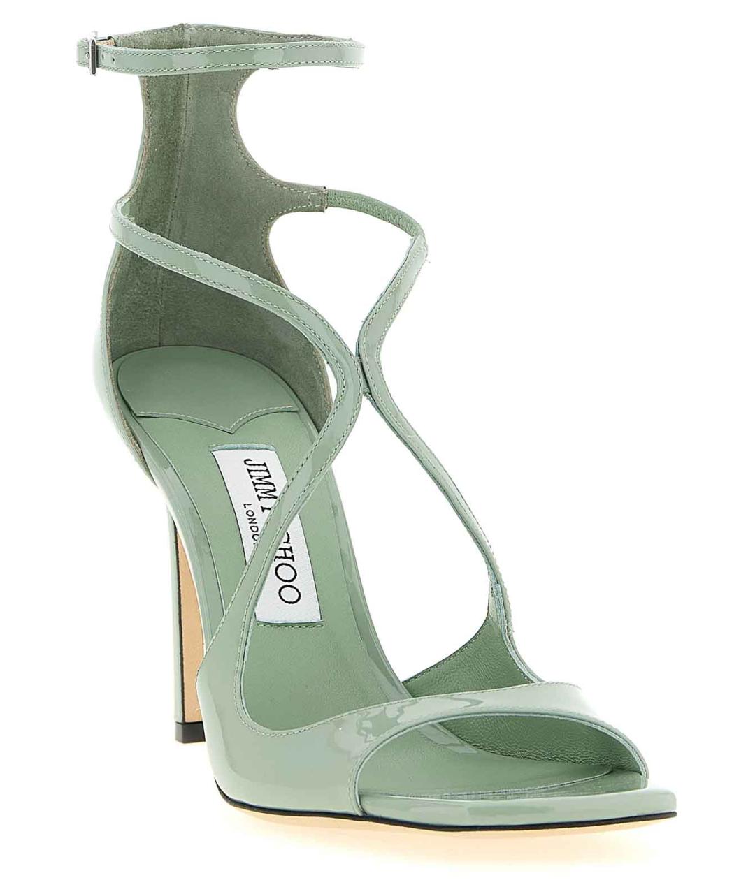 JIMMY CHOO Зеленые кожаные босоножки, фото 2