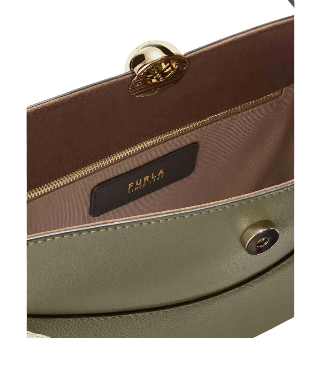 FURLA Зеленая кожаная сумка через плечо, фото 3