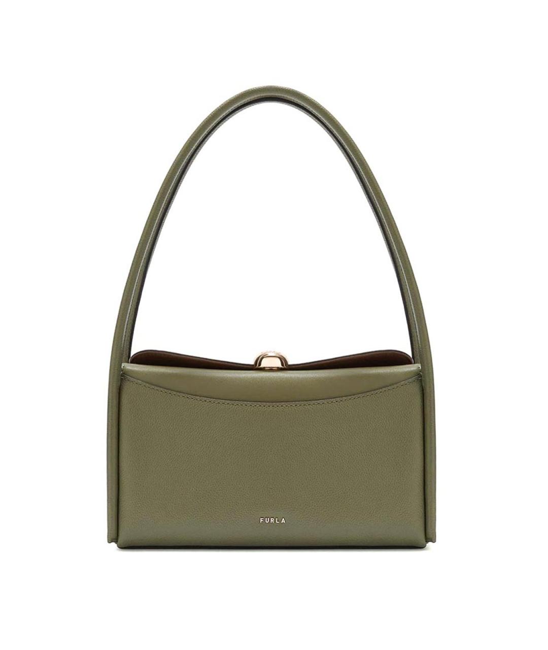 FURLA Зеленая кожаная сумка через плечо, фото 1