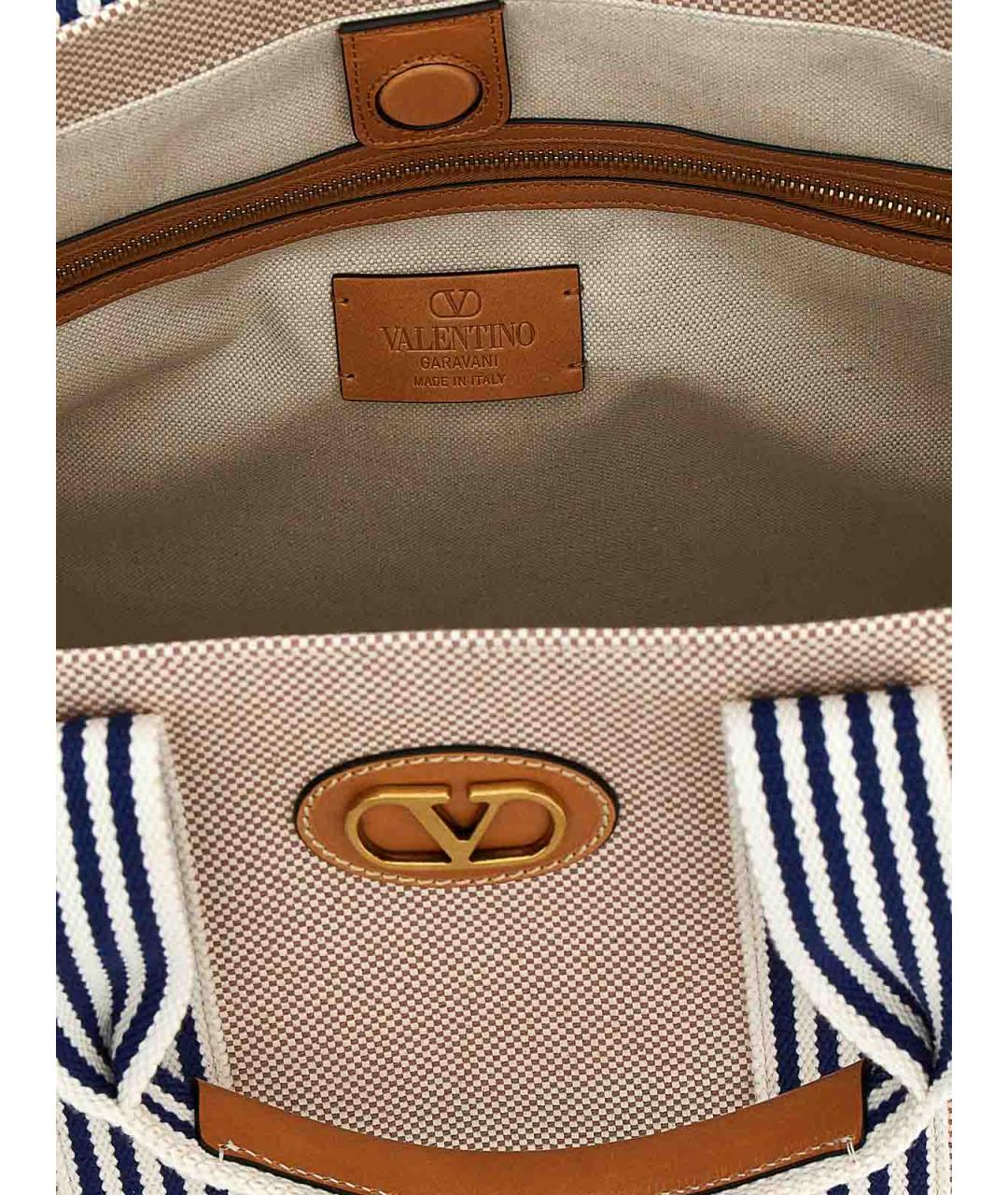 VALENTINO Бежевая тканевая сумка тоут, фото 4