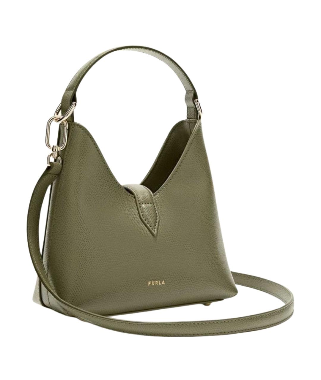 FURLA Зеленая кожаная сумка через плечо, фото 2