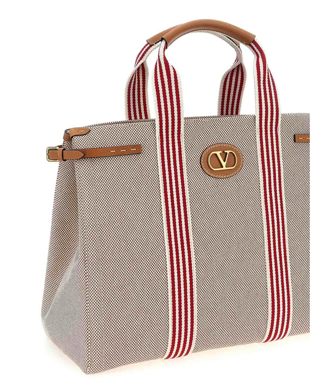 VALENTINO Бежевая тканевая сумка тоут, фото 3