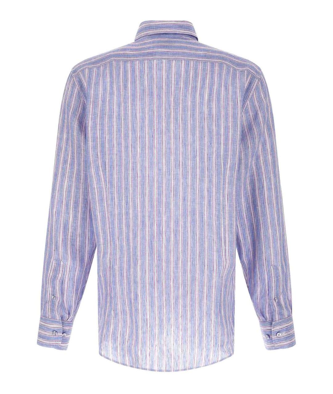 ETRO Синяя льняная классическая рубашка, фото 2