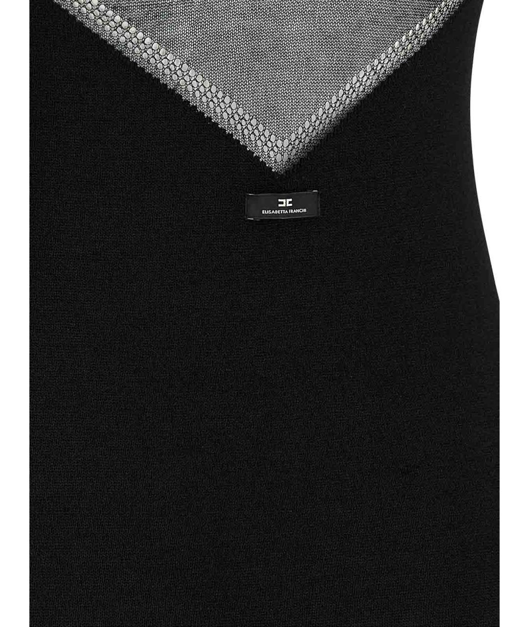 ELISABETTA FRANCHI Черное хлопковое повседневное платье, фото 4