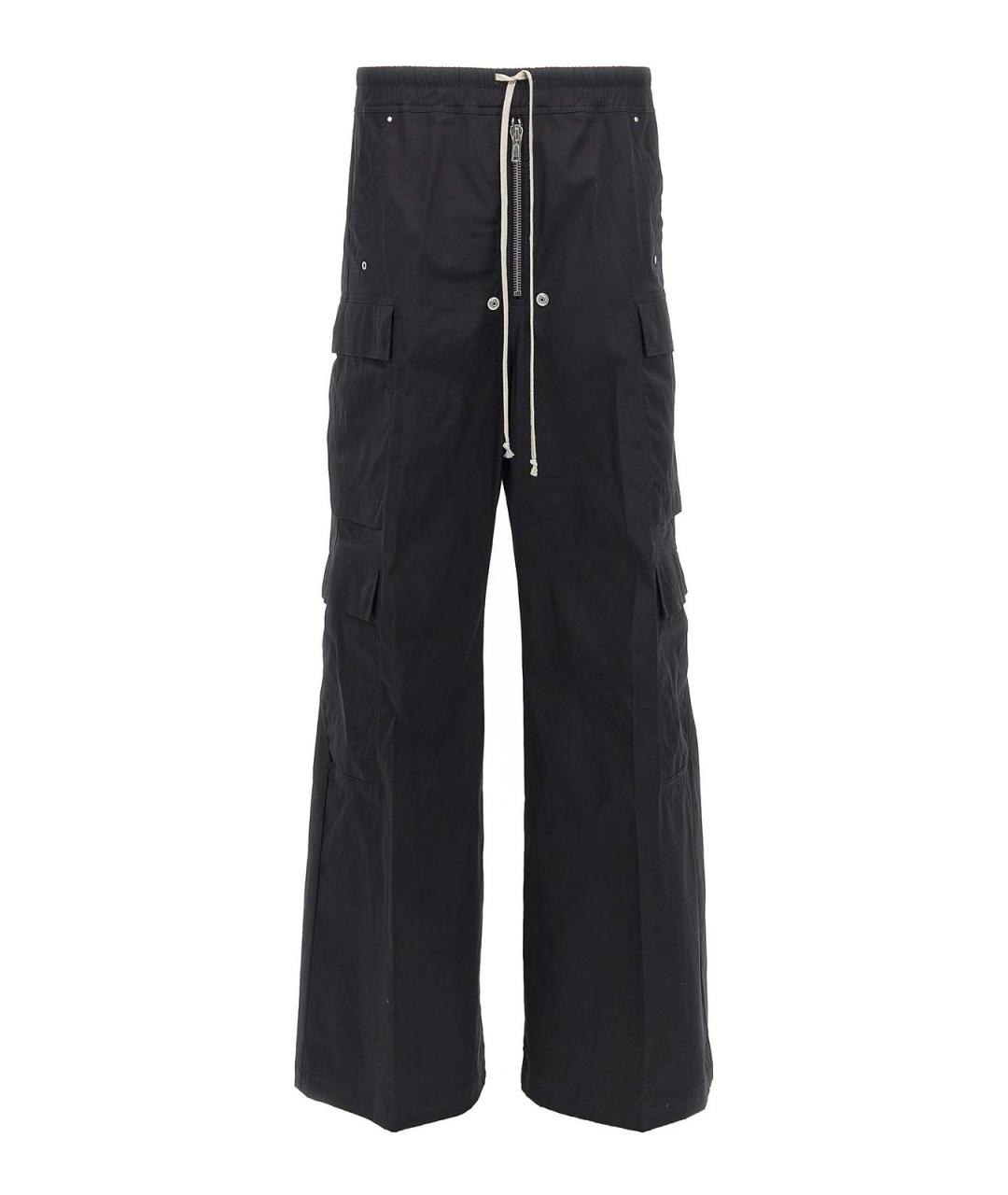 RICK OWENS Черные хлопковые повседневные брюки, фото 1