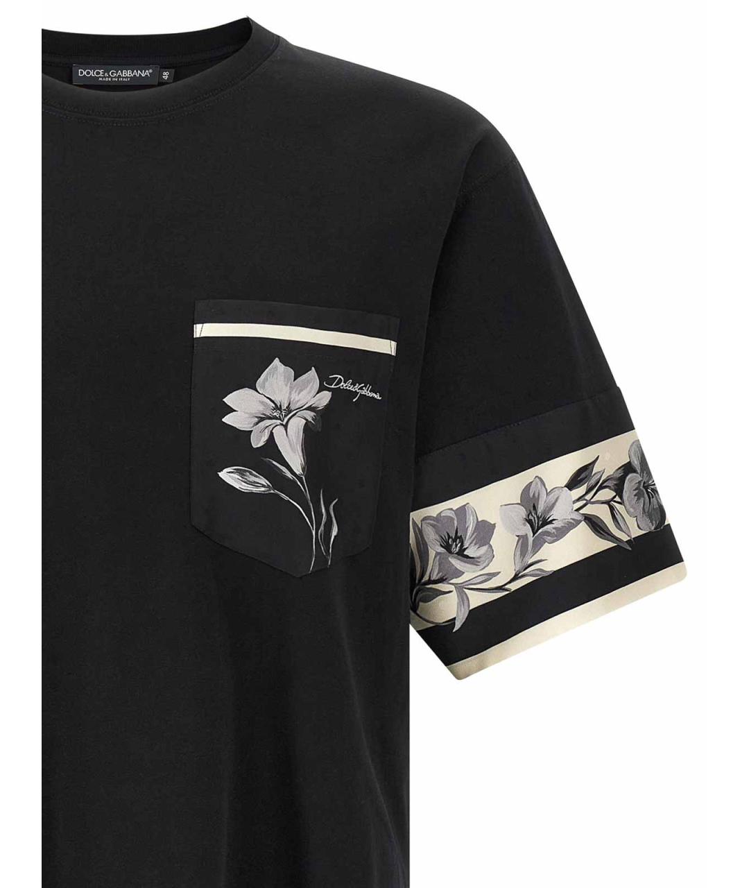 DOLCE&GABBANA Черная хлопковая футболка, фото 3