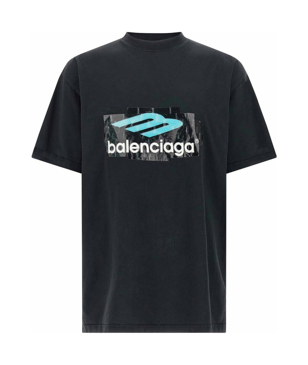 BALENCIAGA Черная хлопковая футболка, фото 1