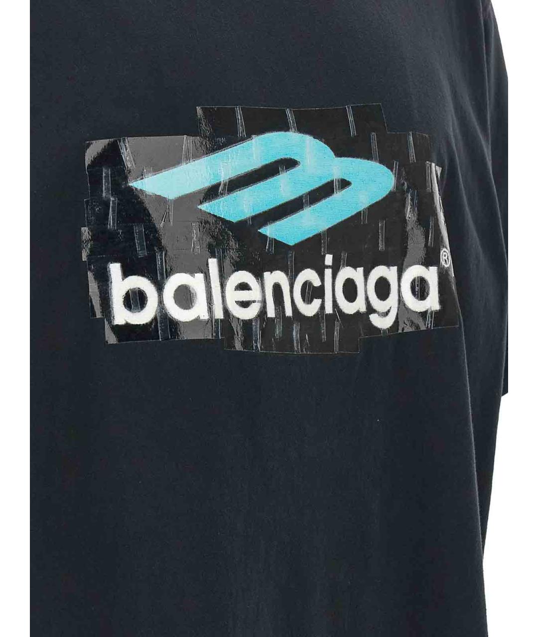 BALENCIAGA Черная хлопковая футболка, фото 4
