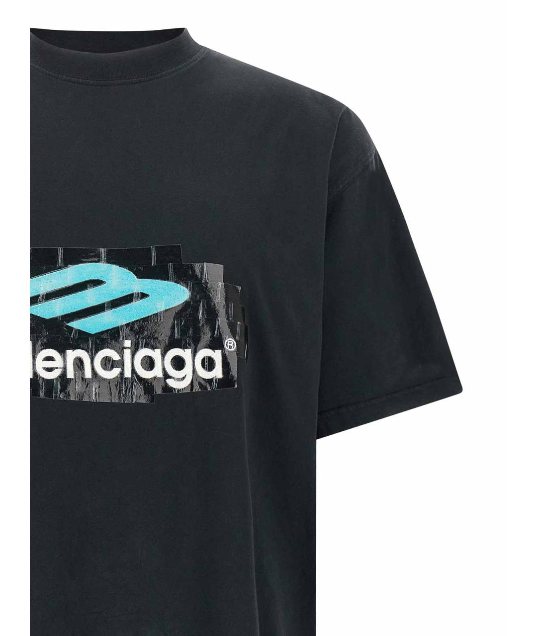 BALENCIAGA Черная хлопковая футболка, фото 3