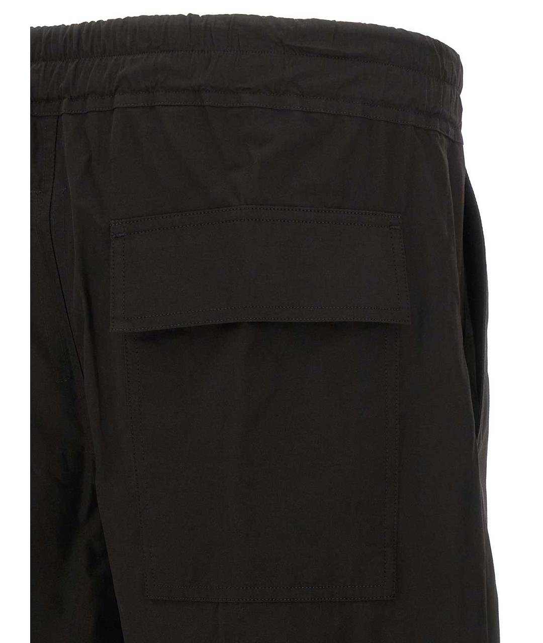 RICK OWENS Черные хлопковые повседневные брюки, фото 4