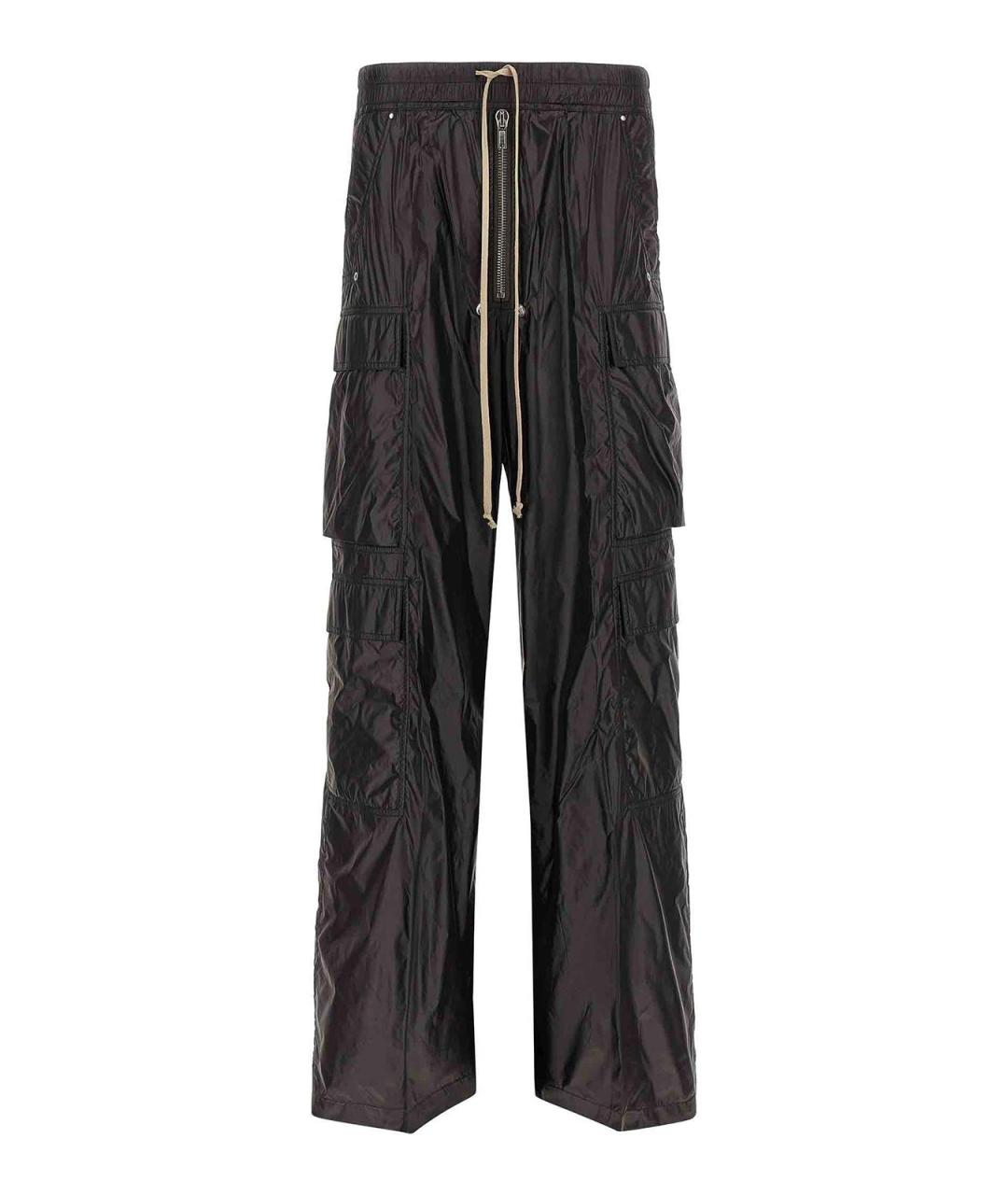 RICK OWENS Черные полиамидовые повседневные брюки, фото 1