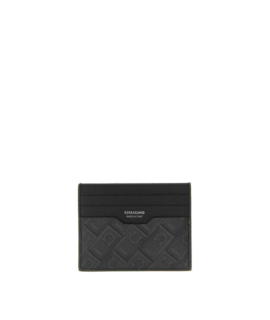 FERRAGAMO Черный кожаный кардхолдер, фото 1