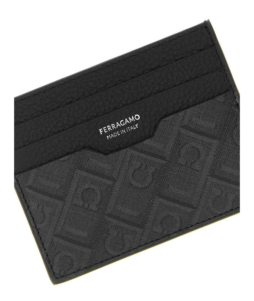 FERRAGAMO Черный кожаный кардхолдер, фото 3