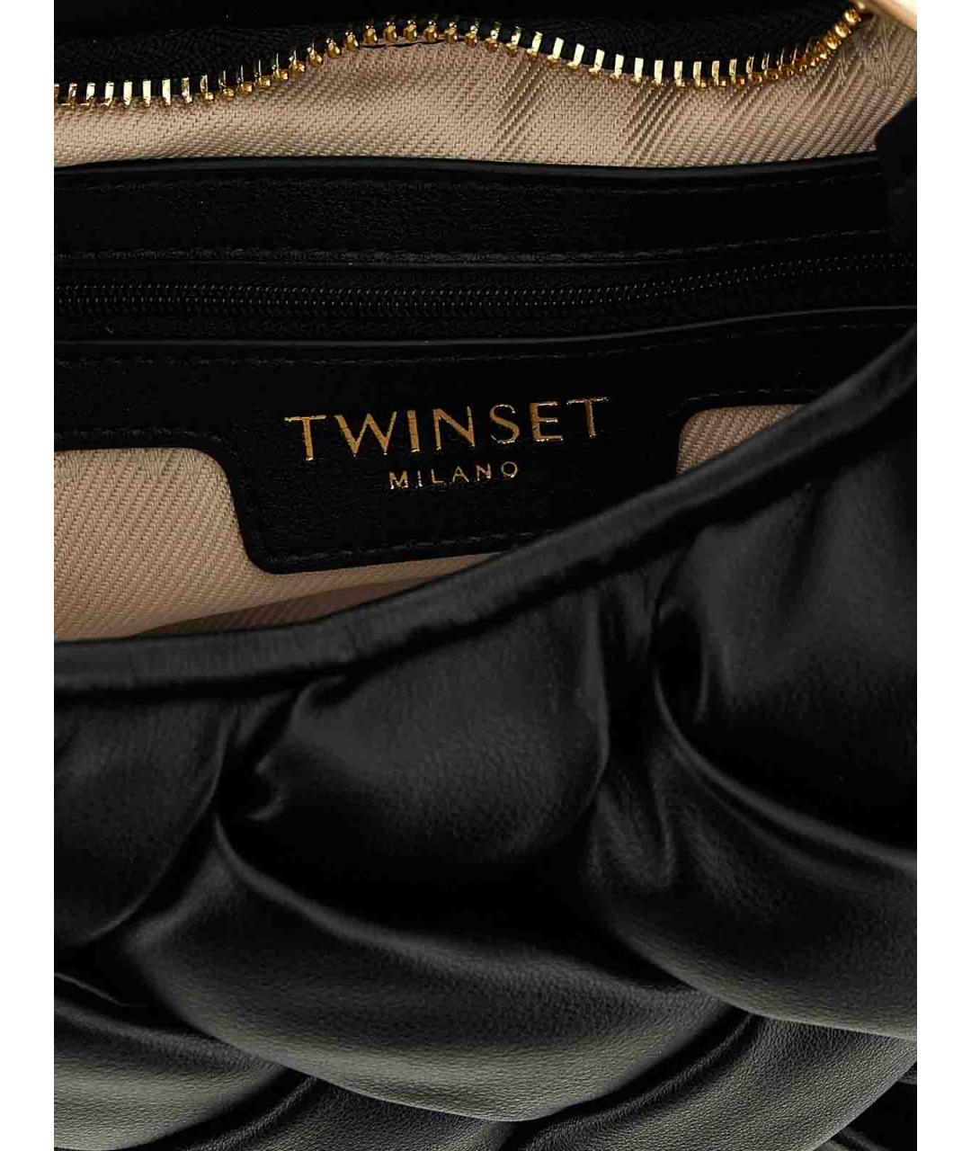 TWIN-SET Черная кожаная сумка тоут, фото 4