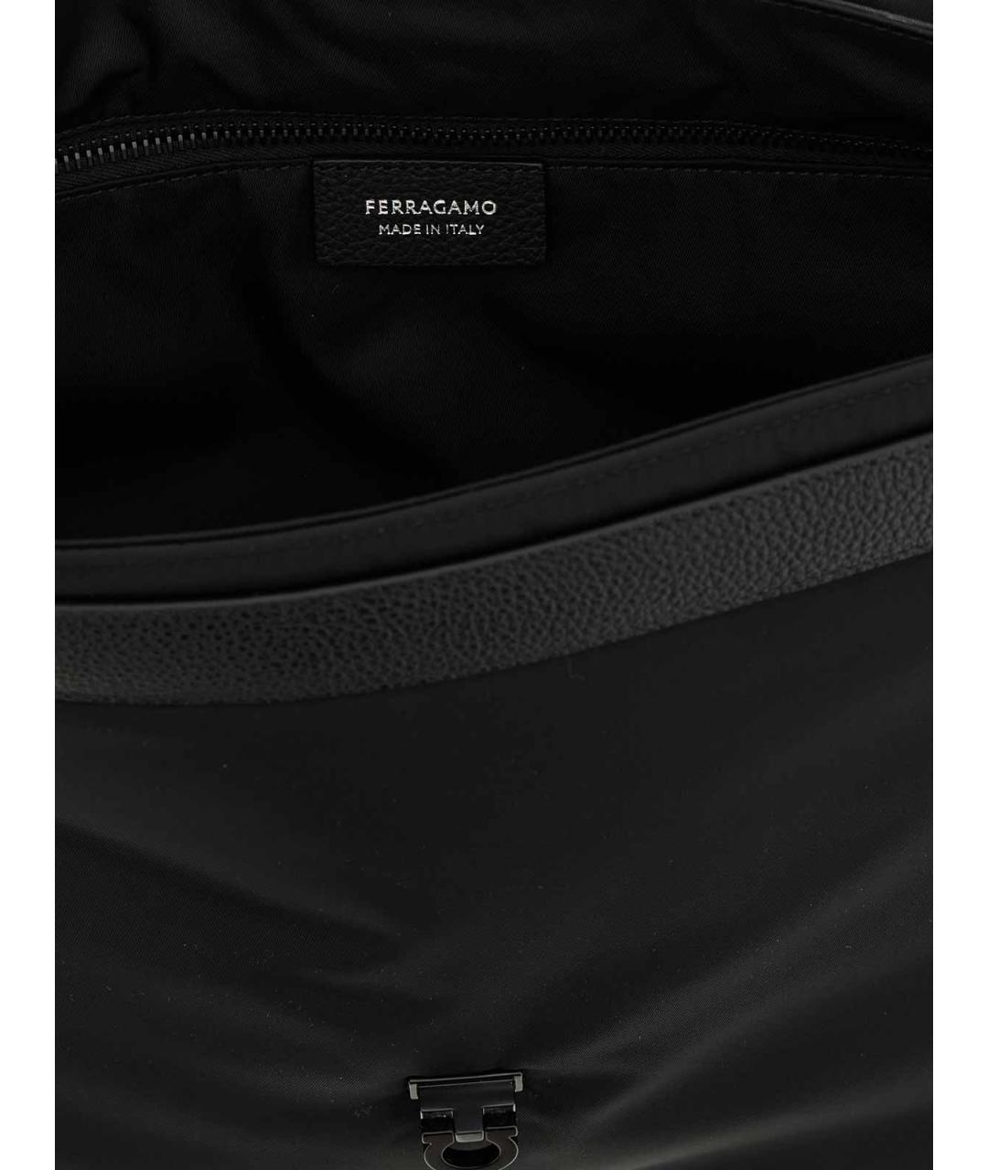 FERRAGAMO Черная кожаная сумка на плечо, фото 4