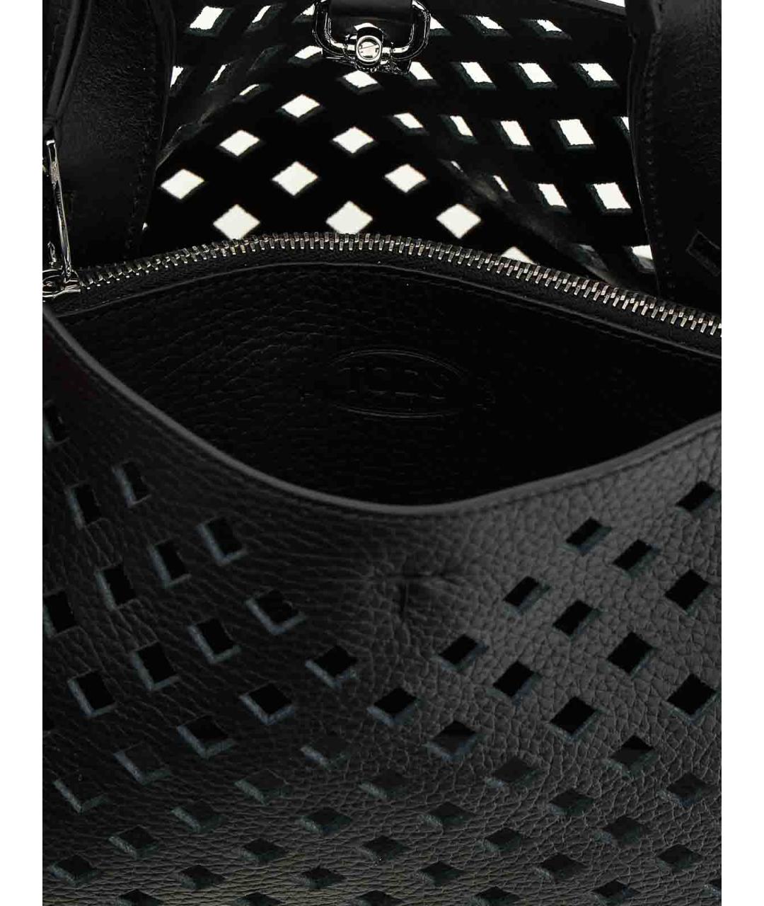 TOD'S Черная кожаная сумка тоут, фото 4