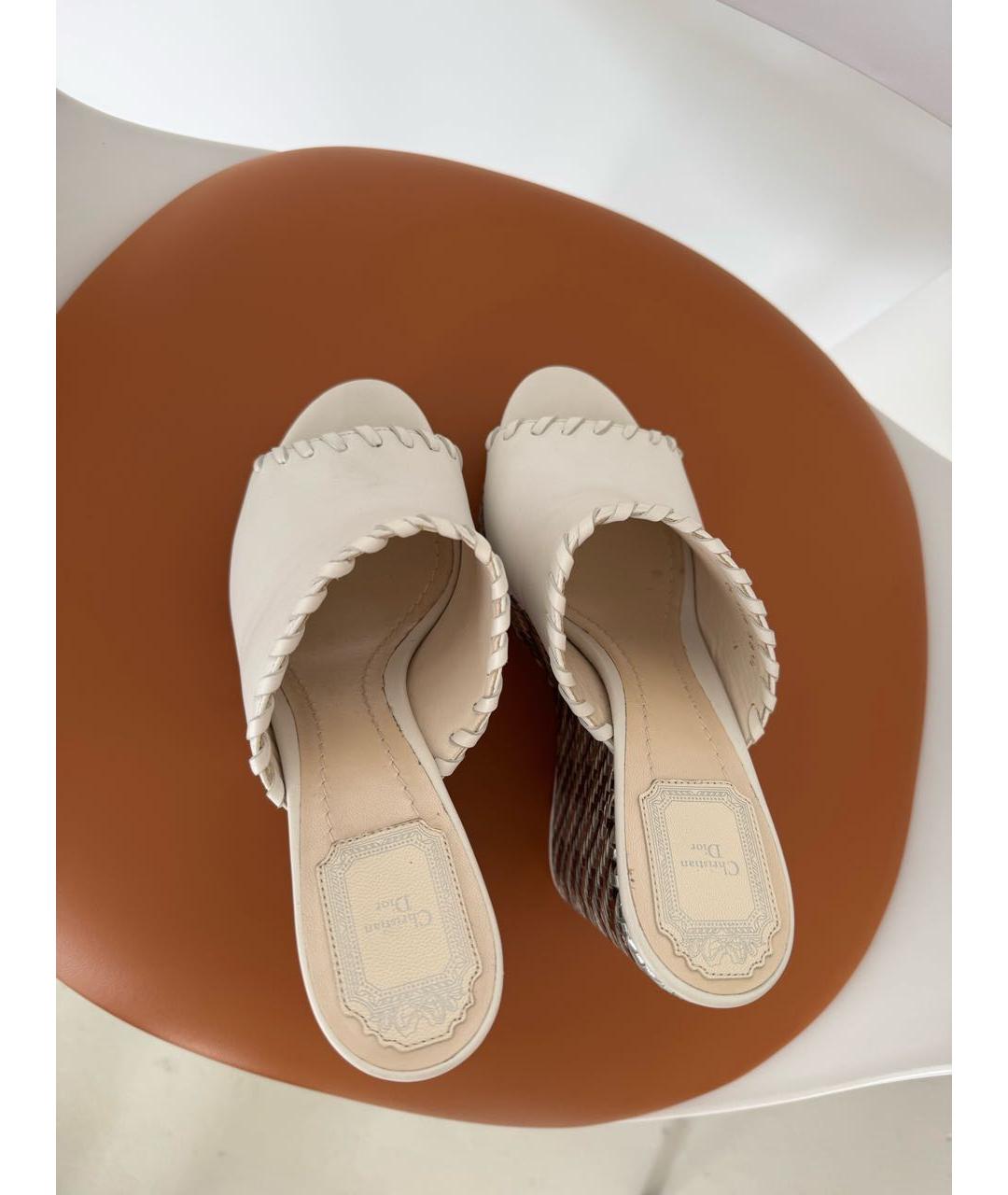 CHRISTIAN DIOR Серебряные кожаные босоножки, фото 2
