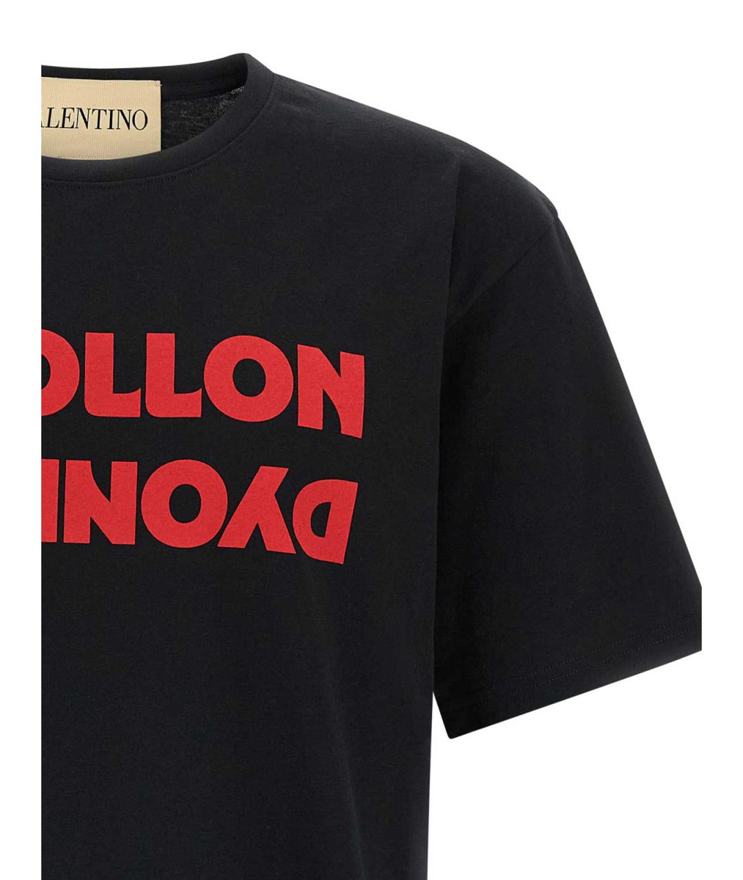 VALENTINO Черная хлопковая футболка, фото 3
