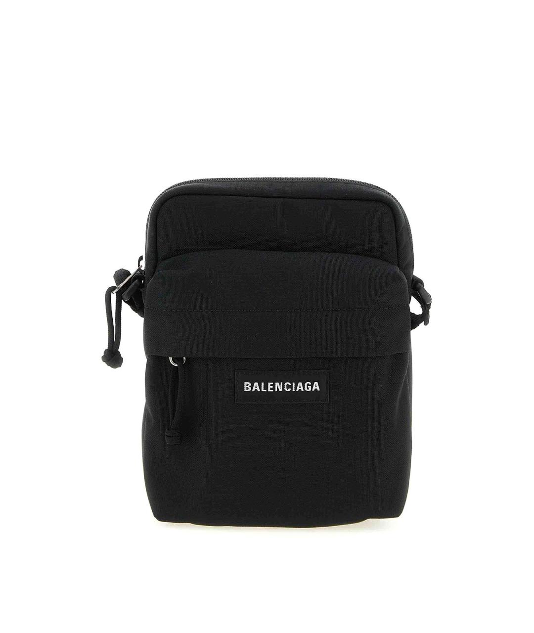 BALENCIAGA Черная тканевая сумка на плечо, фото 1