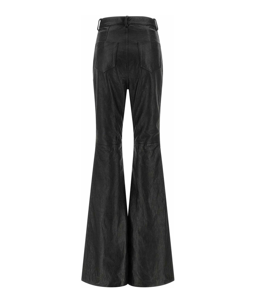 RICK OWENS Черные кожаные брюки широкие, фото 2