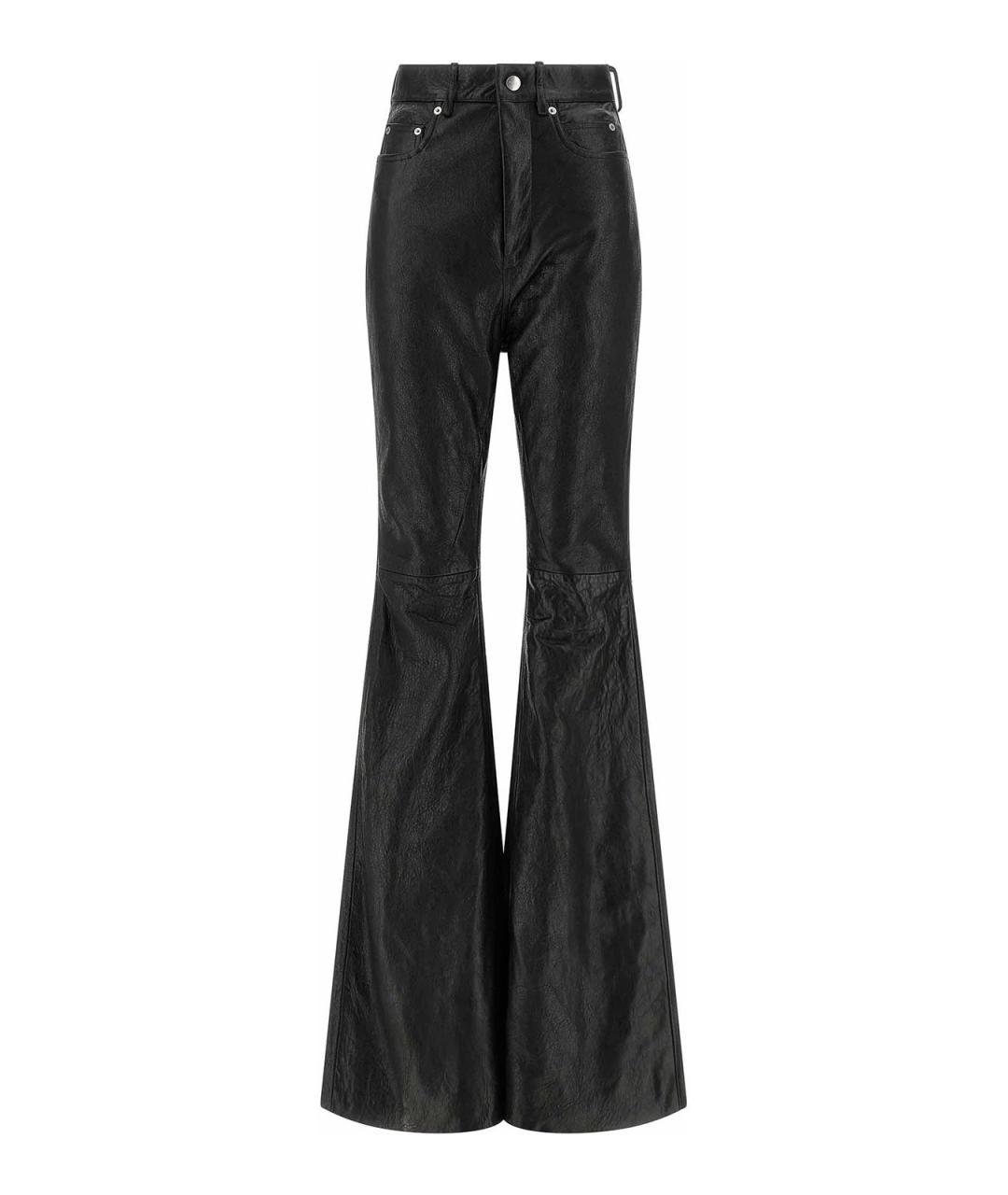RICK OWENS Черные кожаные брюки широкие, фото 1