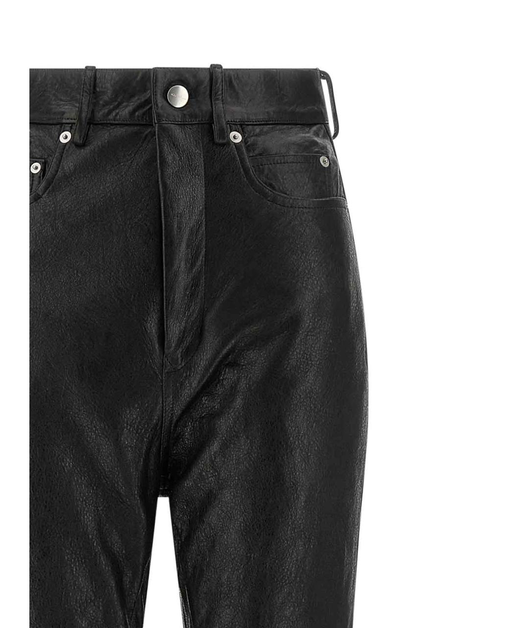 RICK OWENS Черные кожаные брюки широкие, фото 3