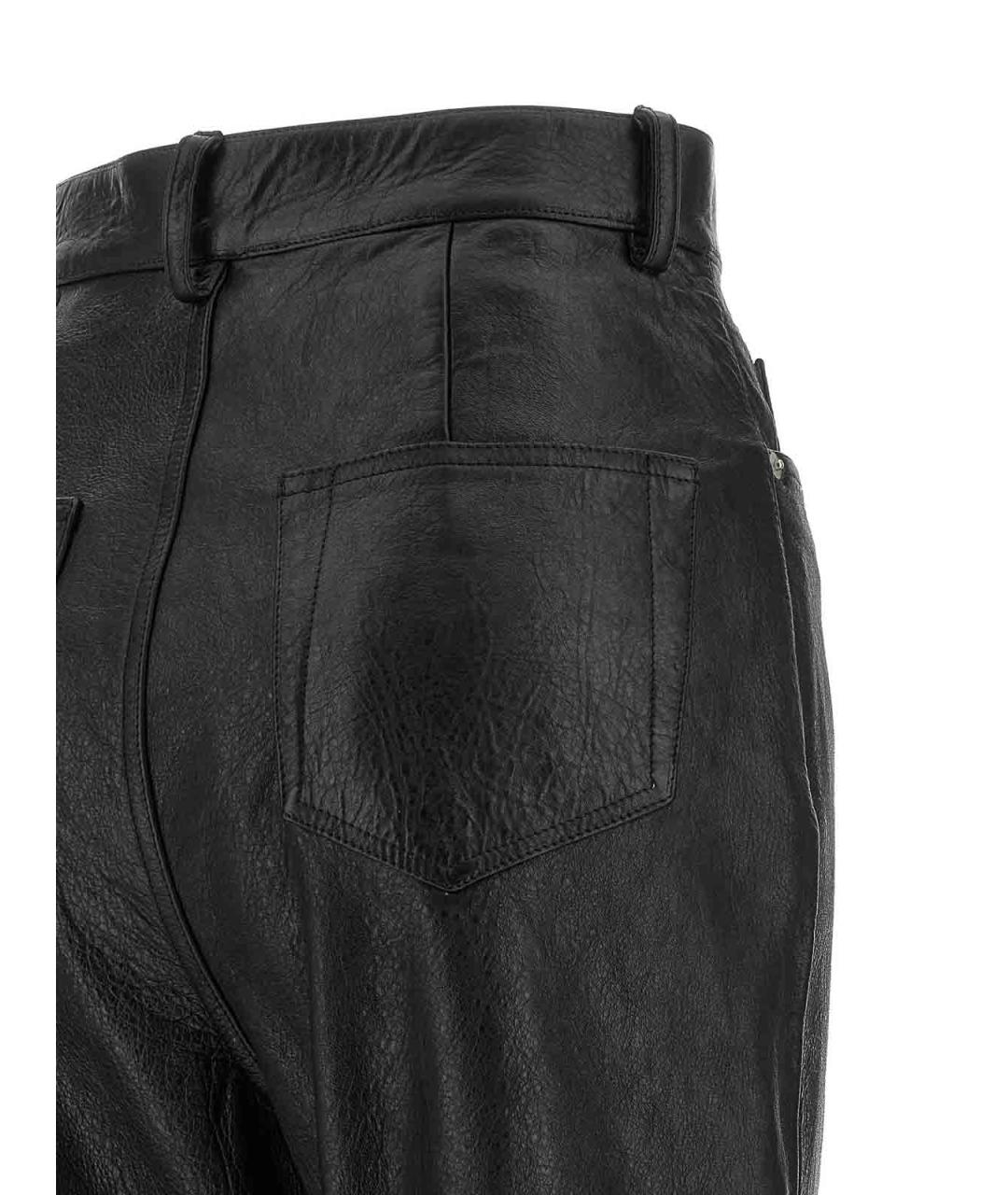 RICK OWENS Черные кожаные брюки широкие, фото 4