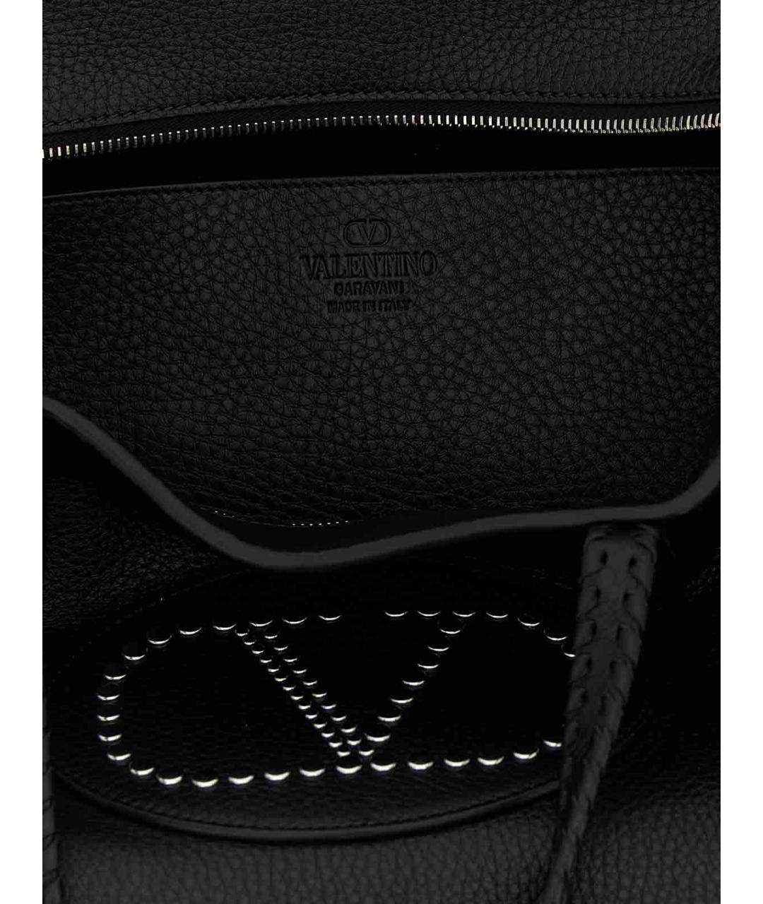 VALENTINO Черная кожаная сумка тоут, фото 4