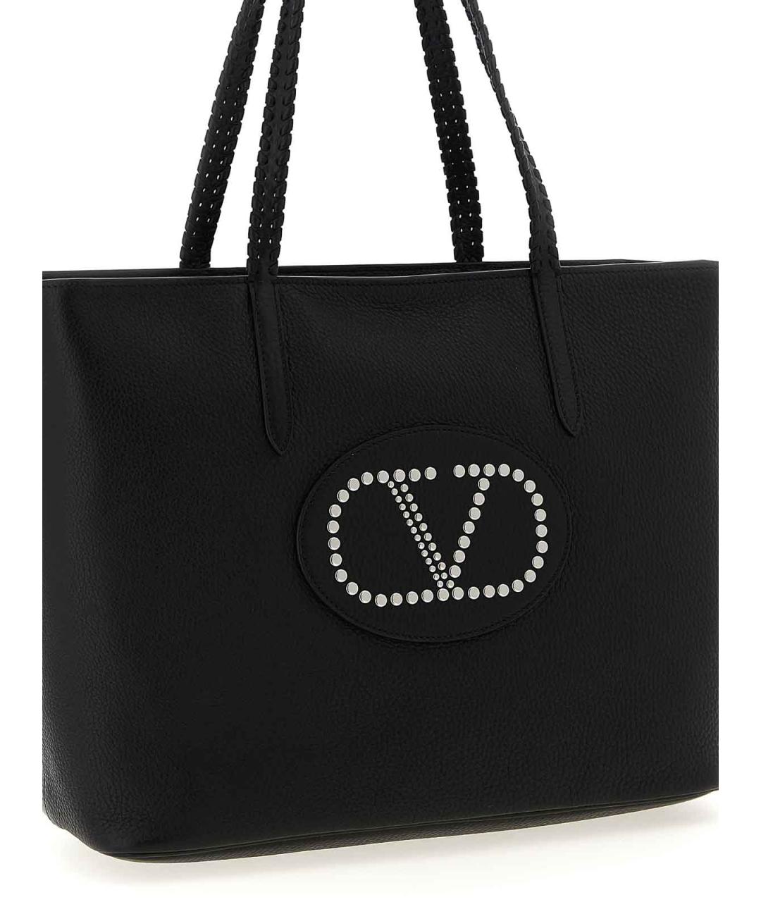 VALENTINO Черная кожаная сумка тоут, фото 3