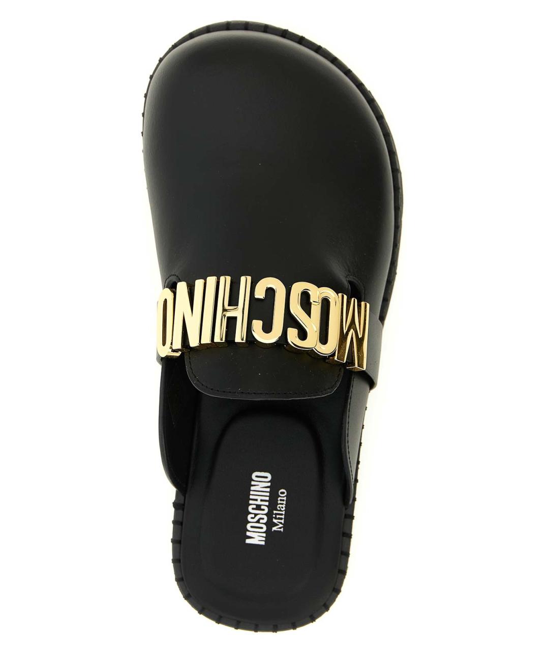 MOSCHINO Черные кожаные сандалии, фото 4