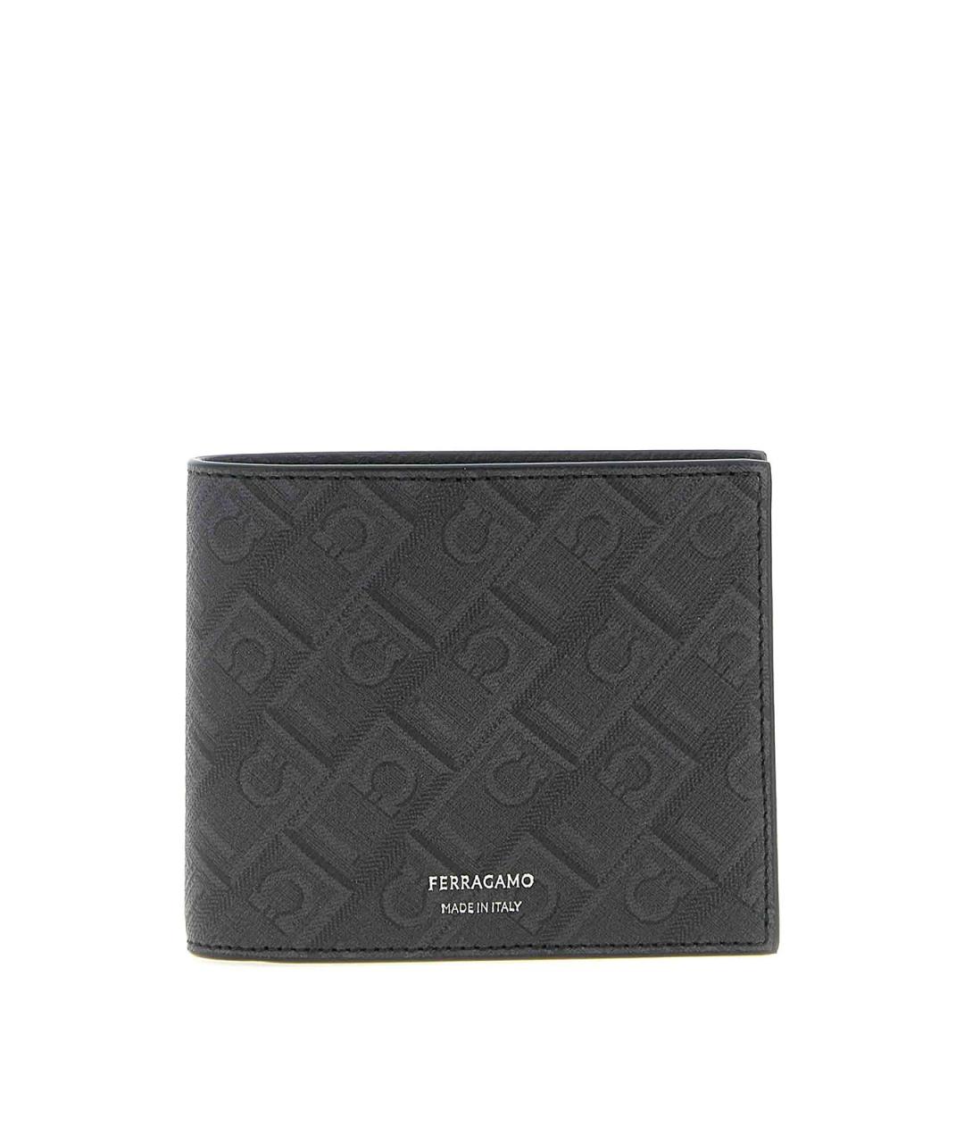 FERRAGAMO Черный кожаный кошелек, фото 1