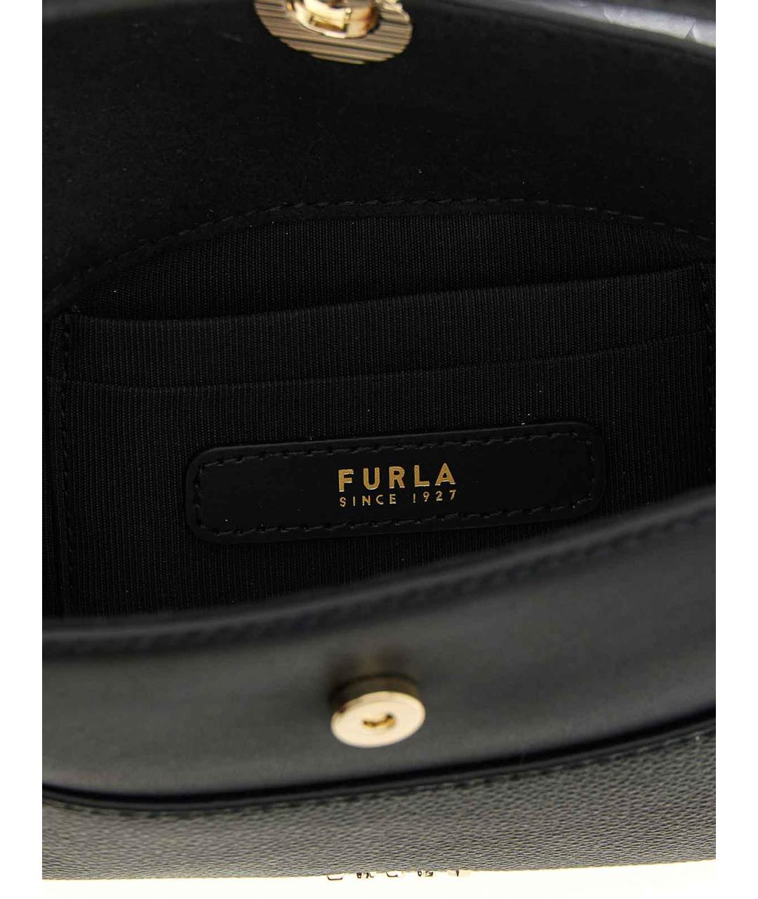 FURLA Черная кожаная сумка через плечо, фото 4