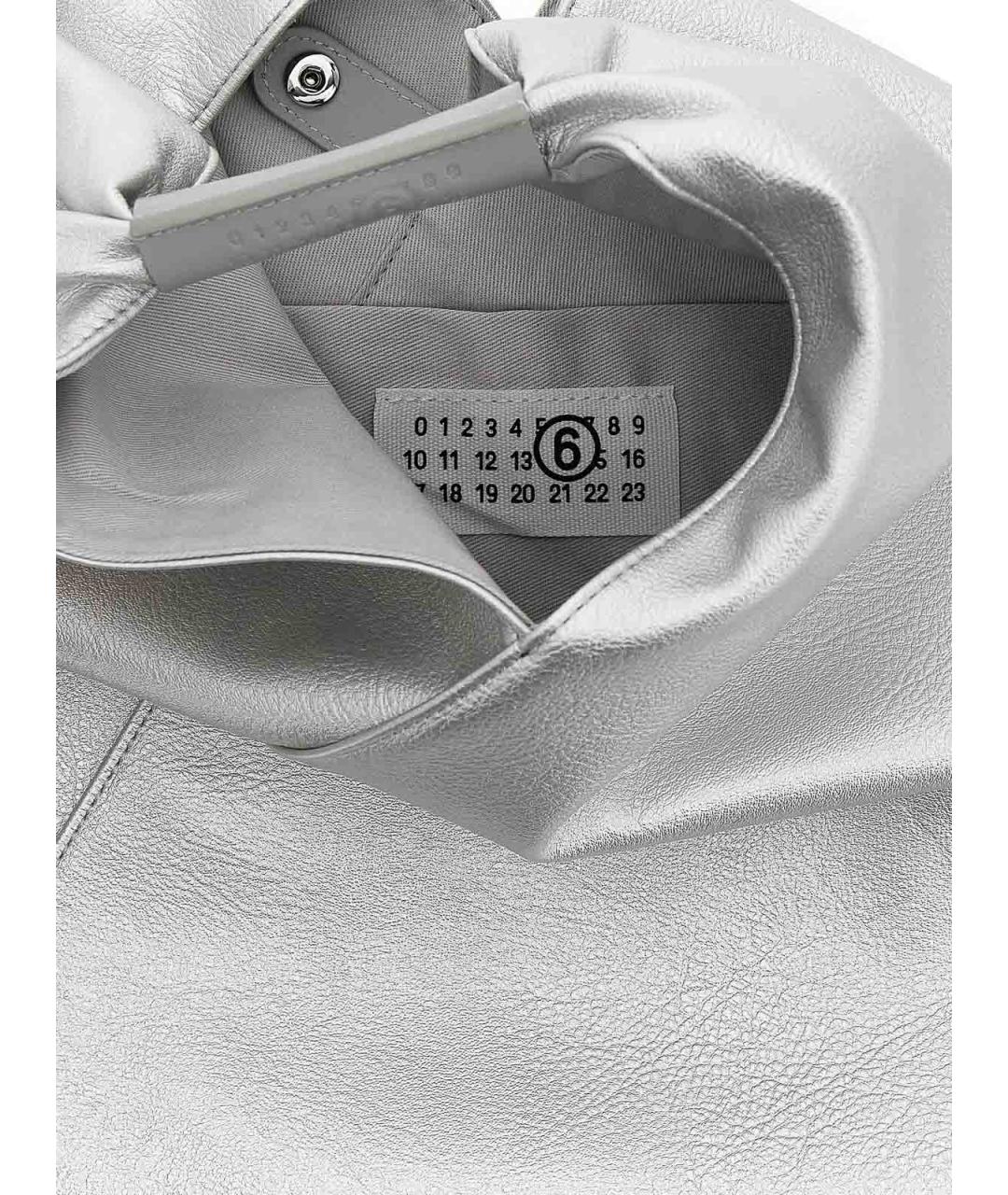 MM6 MAISON MARGIELA Серебряная кожаная сумка тоут, фото 4