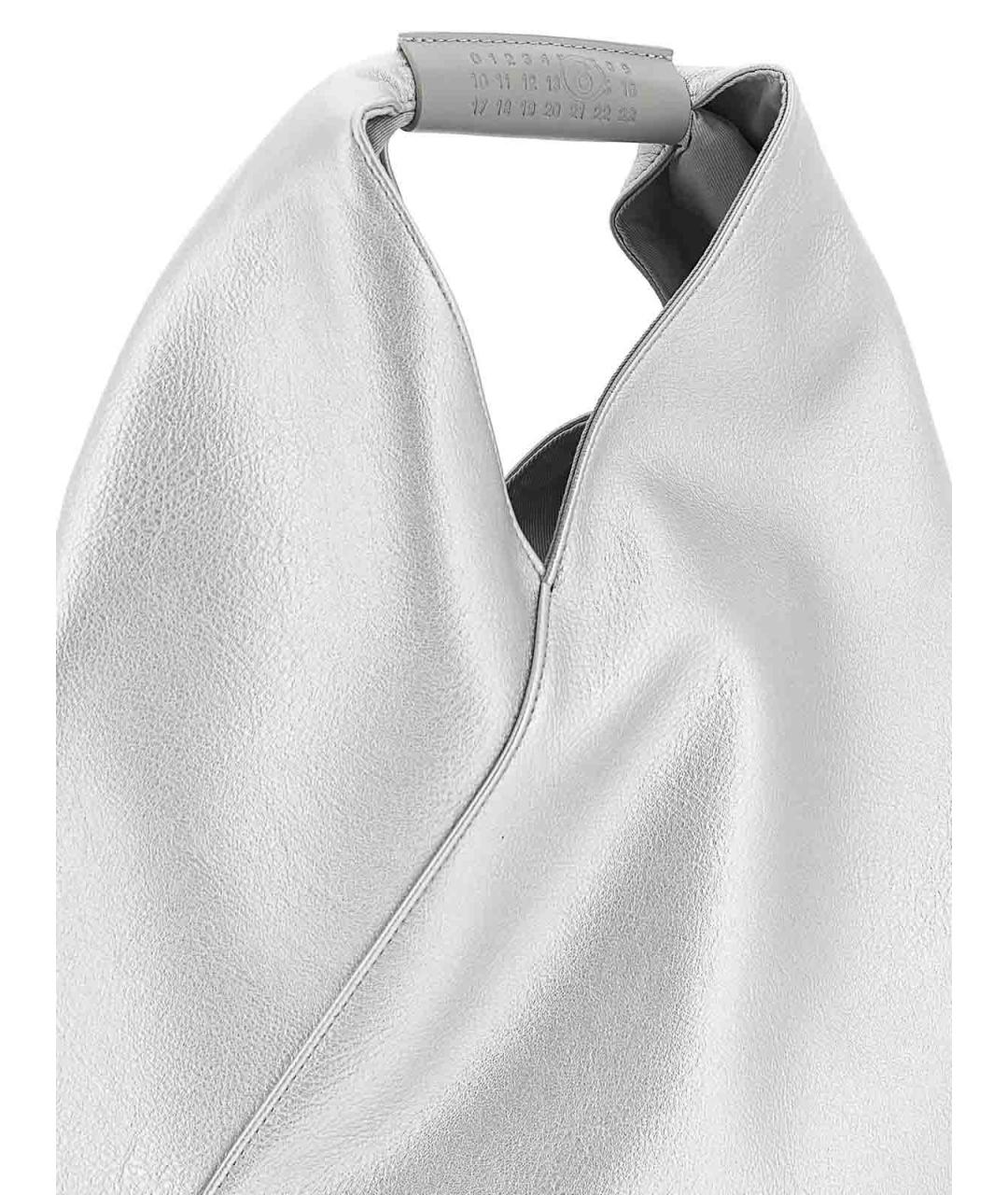 MM6 MAISON MARGIELA Серебряная кожаная сумка тоут, фото 3