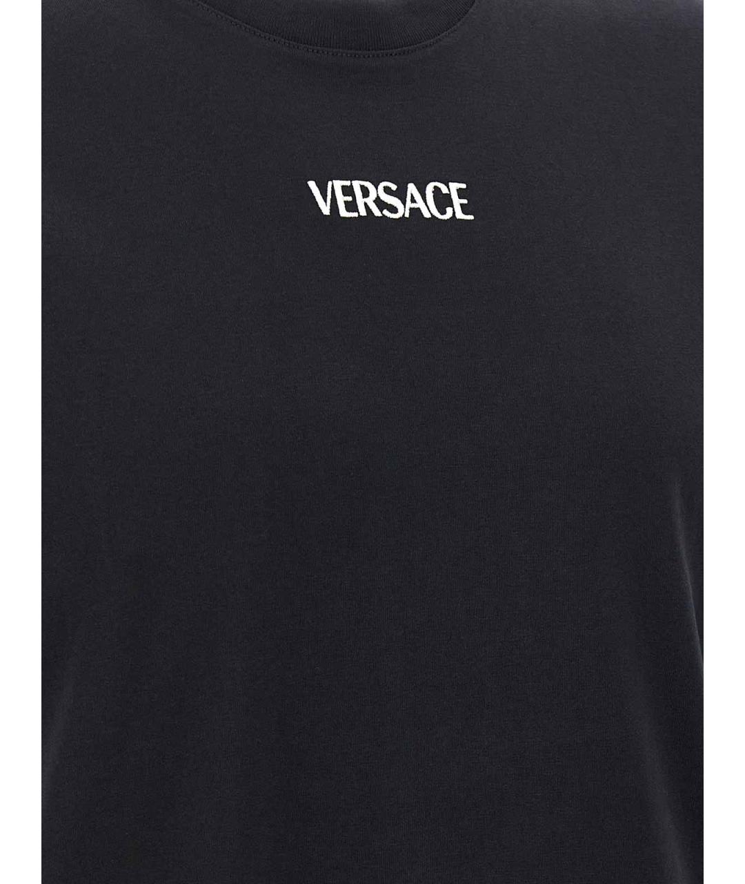 VERSACE Черная хлопковая футболка, фото 4