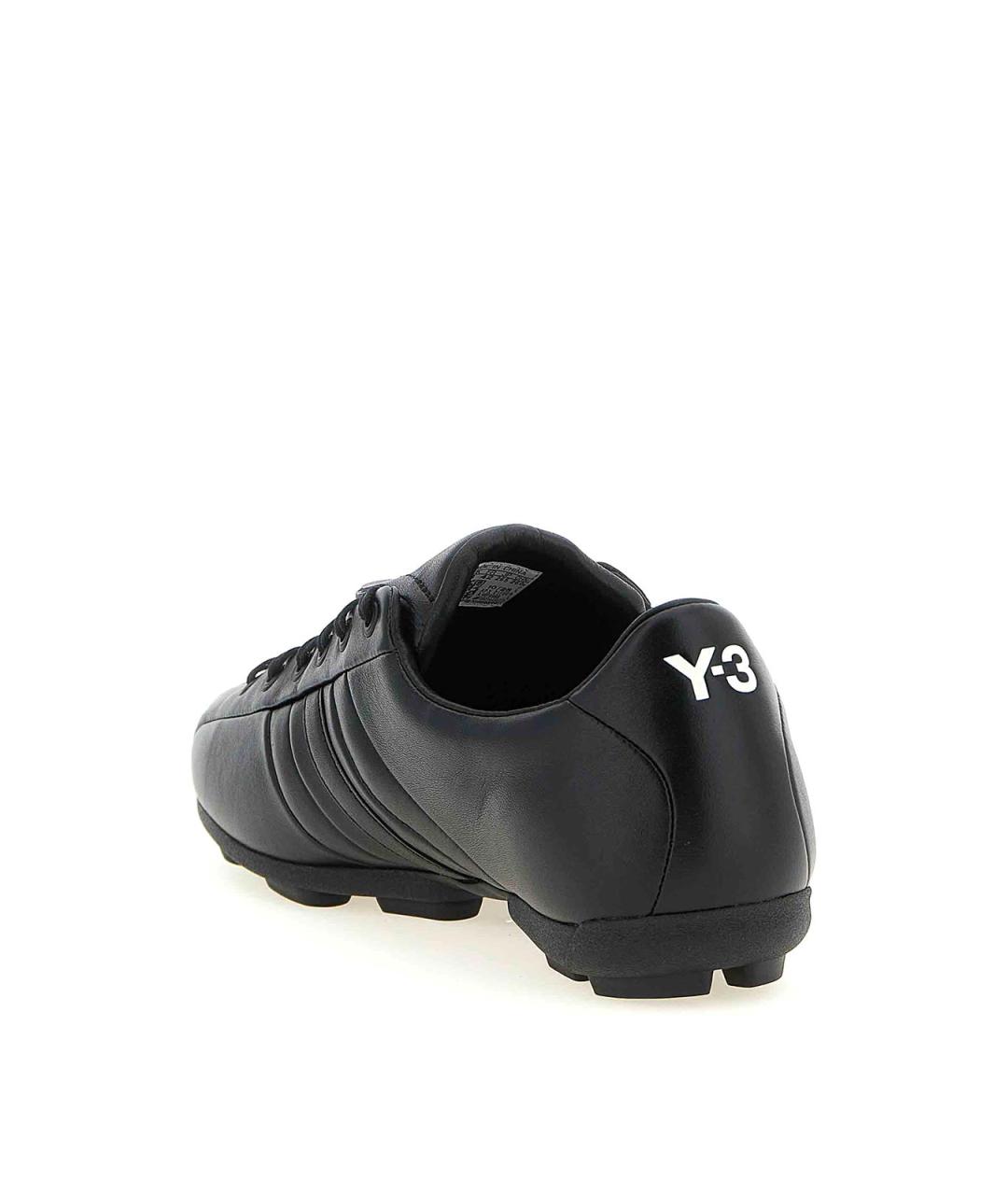 Y-3 Черные кожаные низкие кроссовки / кеды, фото 3