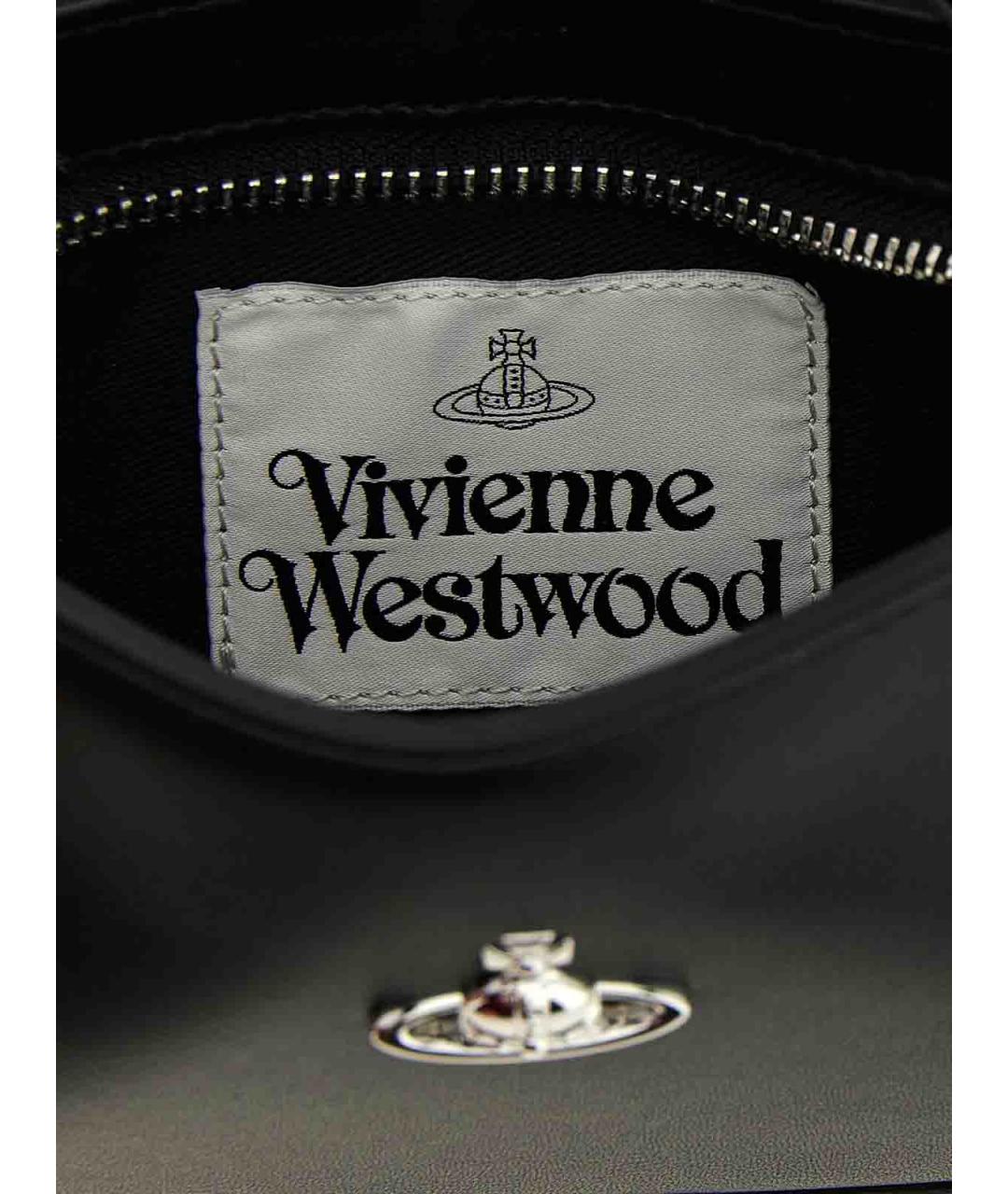 VIVIENNE WESTWOOD Черная кожаная сумка через плечо, фото 4