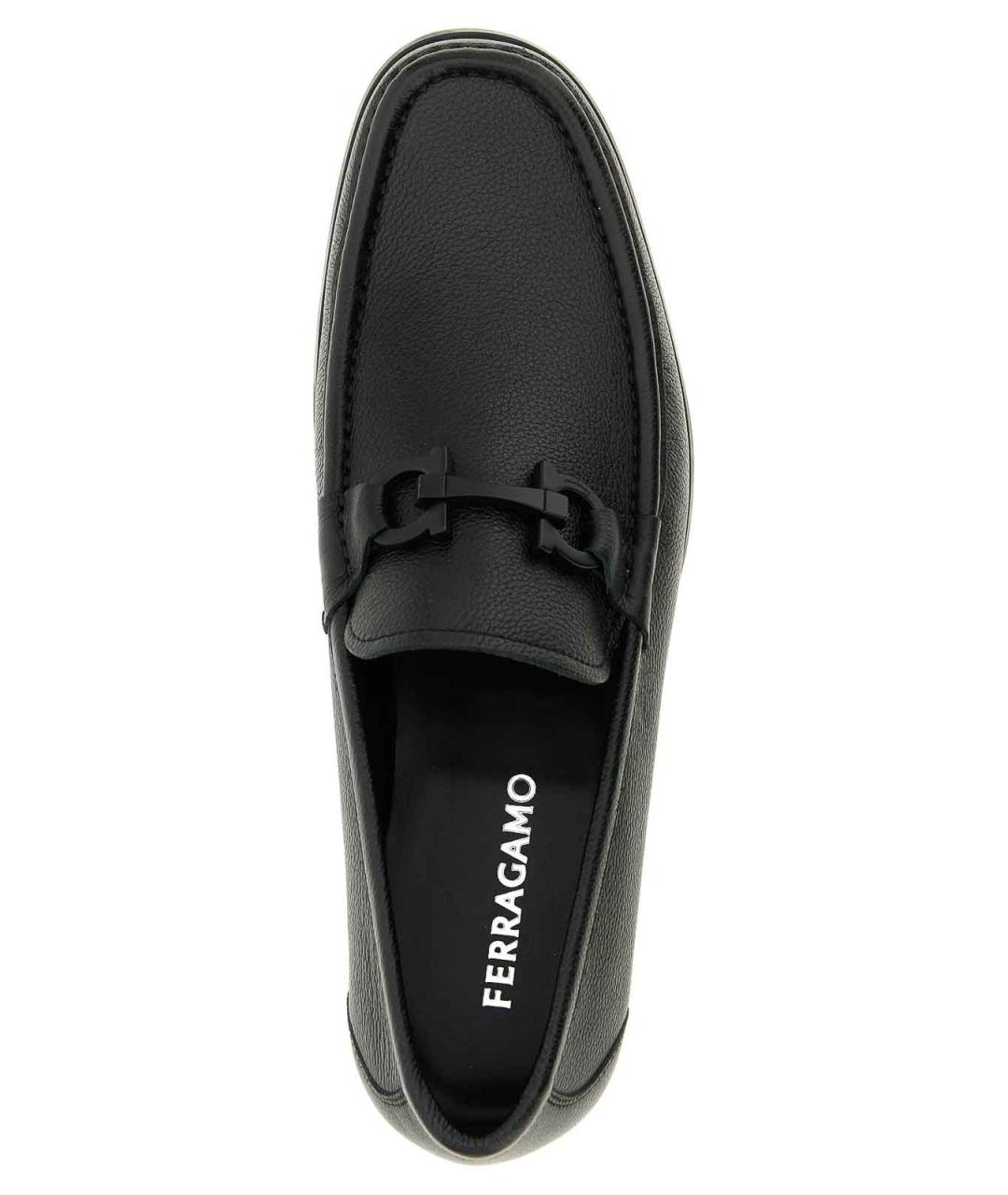 FERRAGAMO Черные кожаные лоферы, фото 4