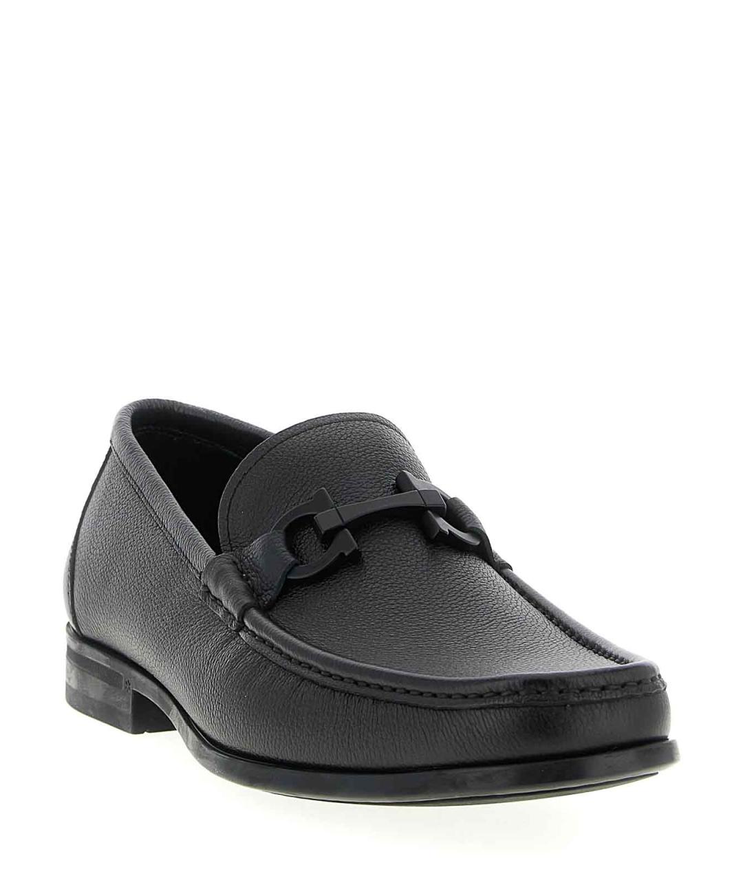 FERRAGAMO Черные кожаные лоферы, фото 2
