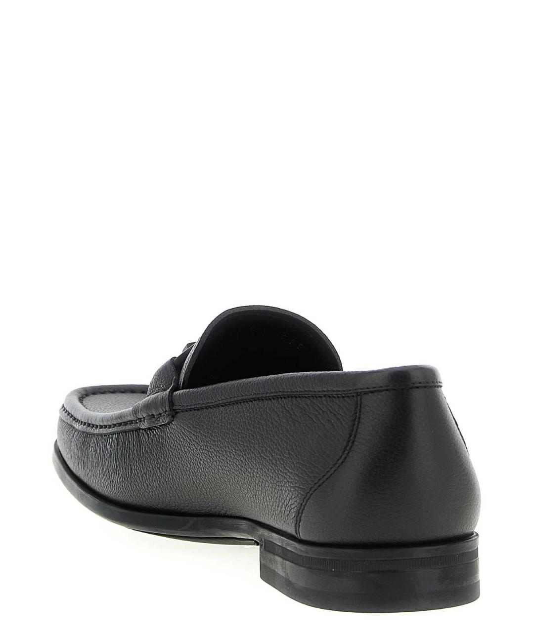FERRAGAMO Черные кожаные лоферы, фото 3