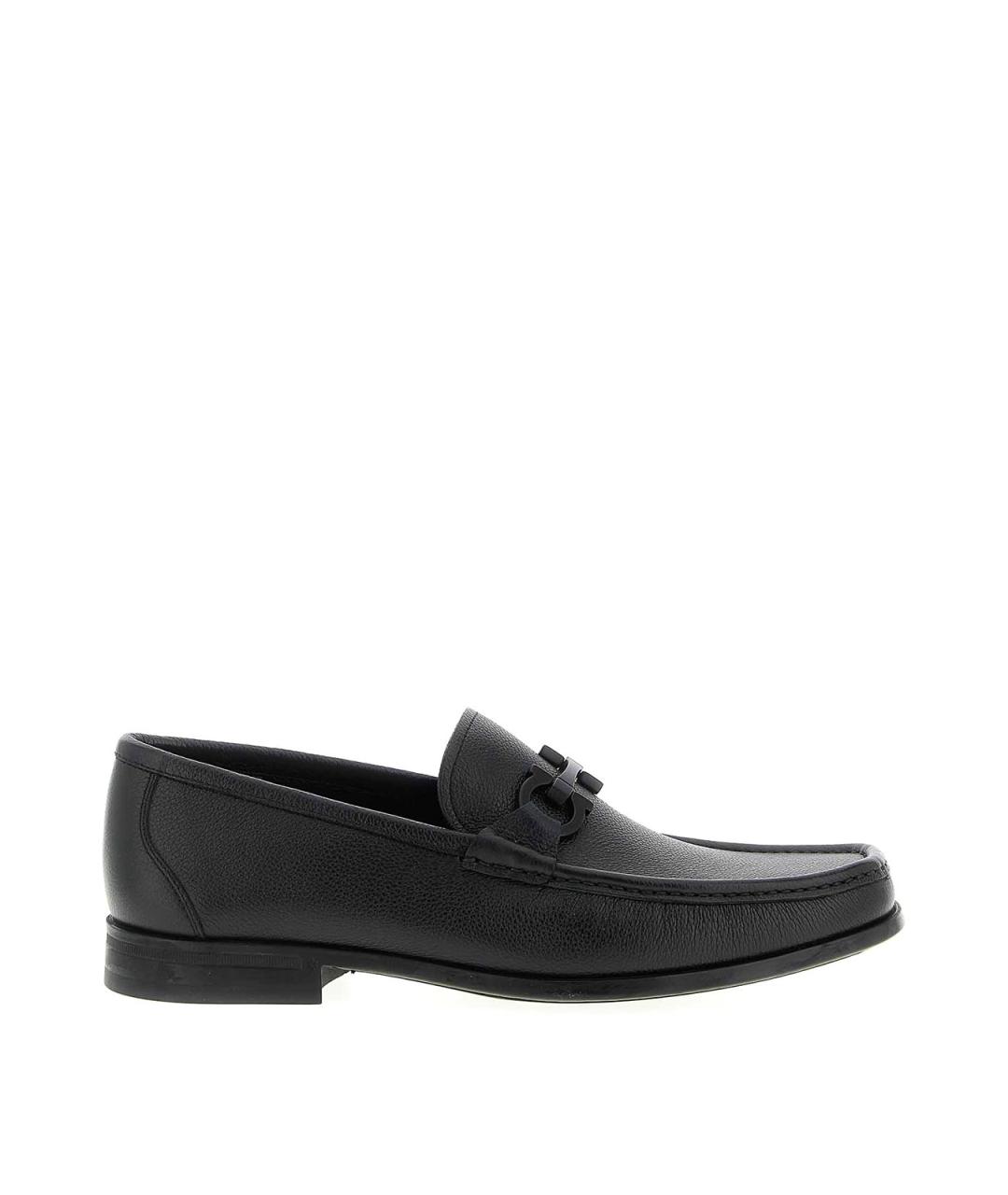 FERRAGAMO Черные кожаные лоферы, фото 1