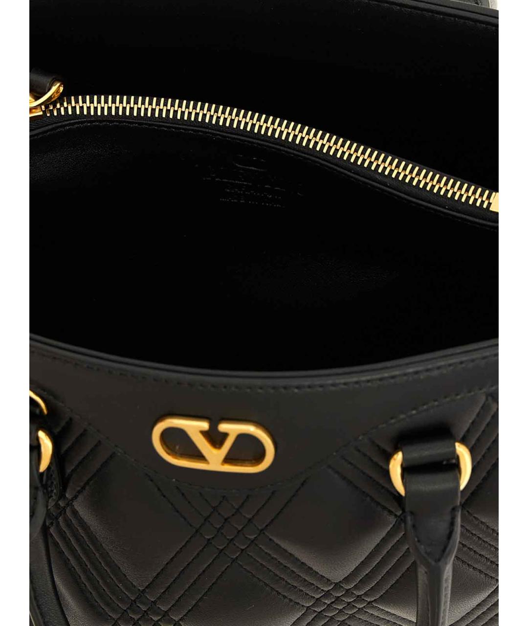 VALENTINO Черная кожаная сумка тоут, фото 4