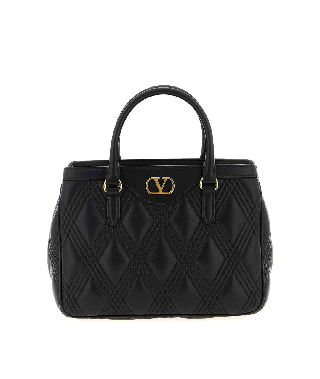 VALENTINO Черная кожаная сумка тоут, фото 1