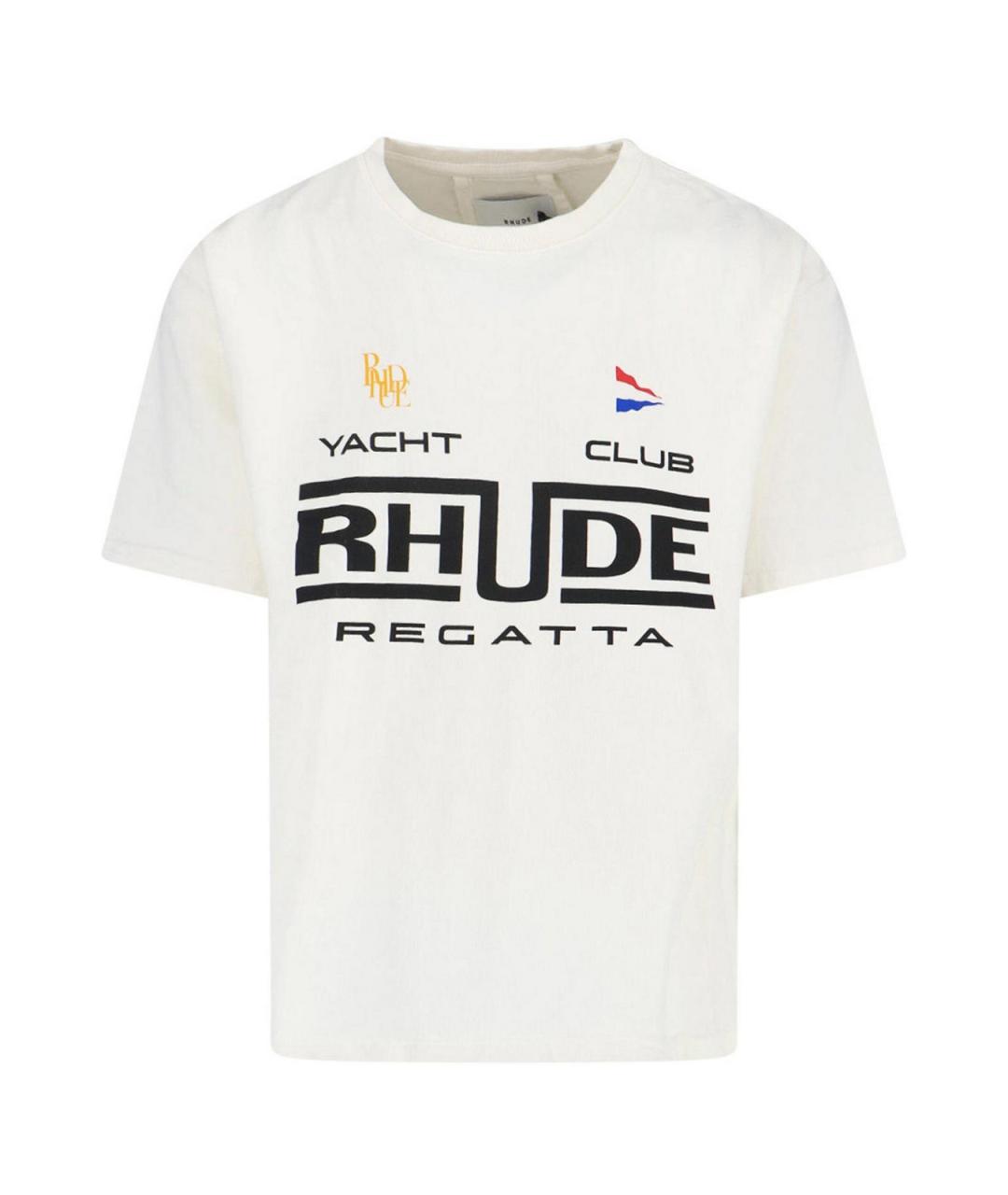 RHUDE Белая хлопковая футболка, фото 1