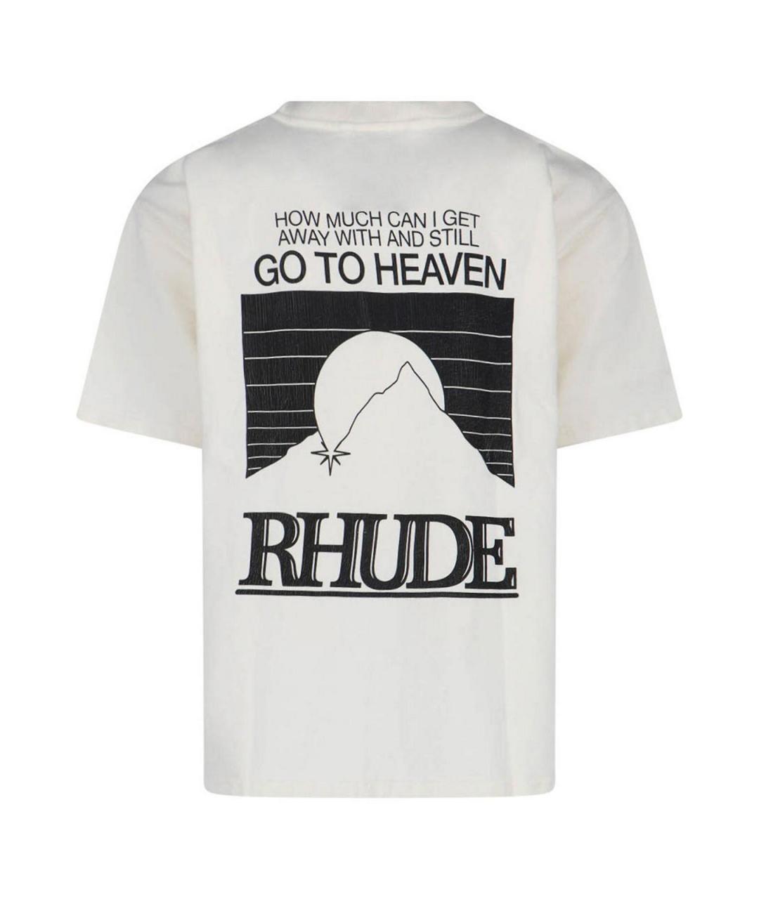 RHUDE Белая хлопковая футболка, фото 2