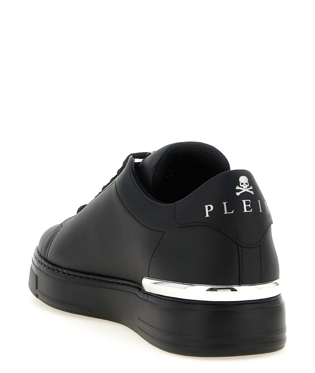 PHILIPP PLEIN Черные кожаные низкие кроссовки / кеды, фото 3