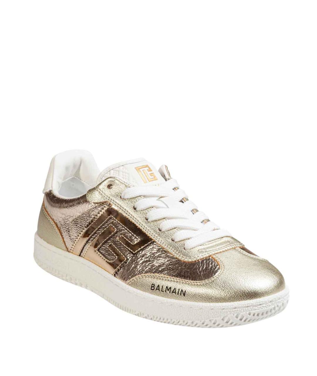 BALMAIN Золотые кожаные кеды, фото 2