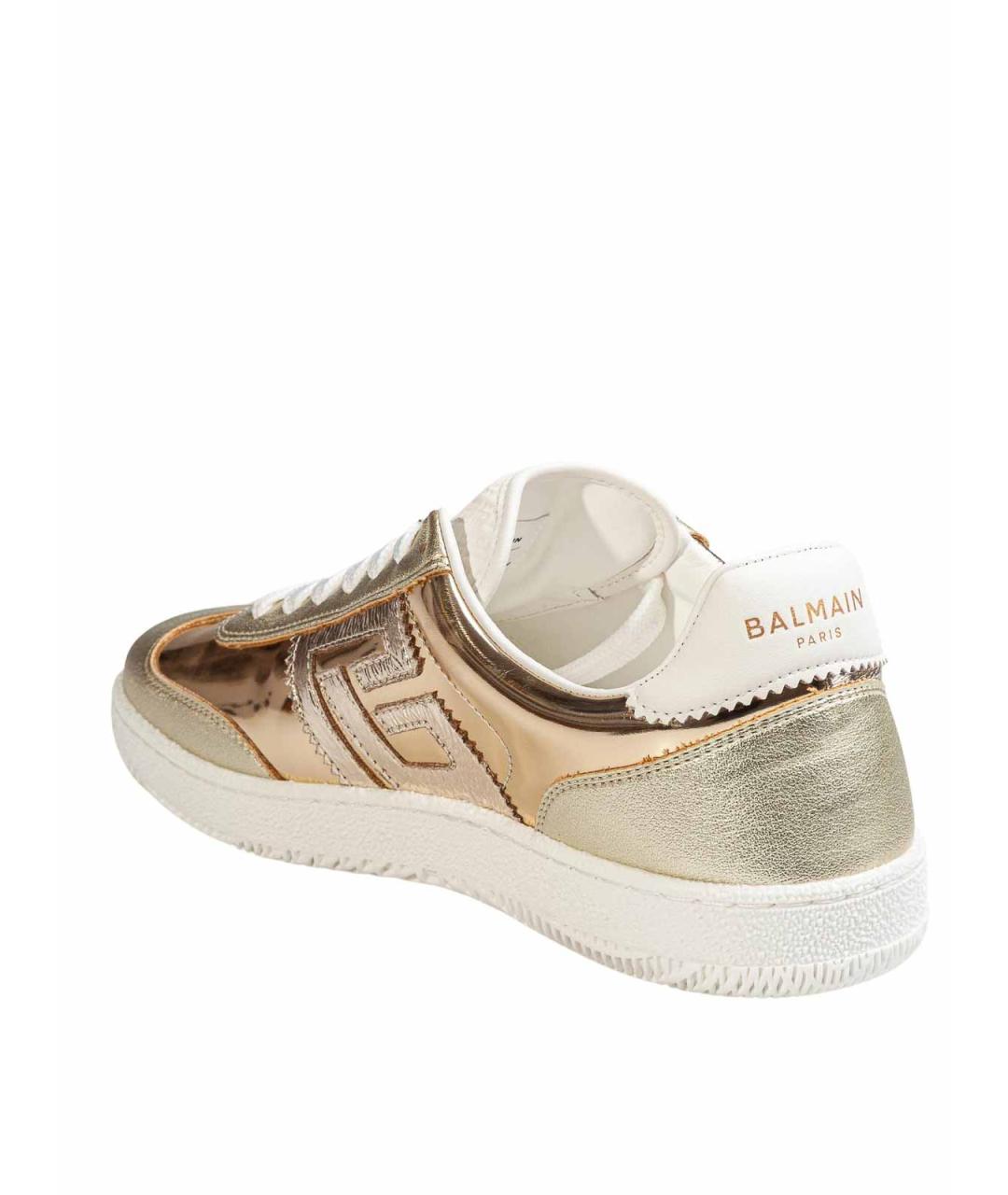 BALMAIN Золотые кожаные кеды, фото 4