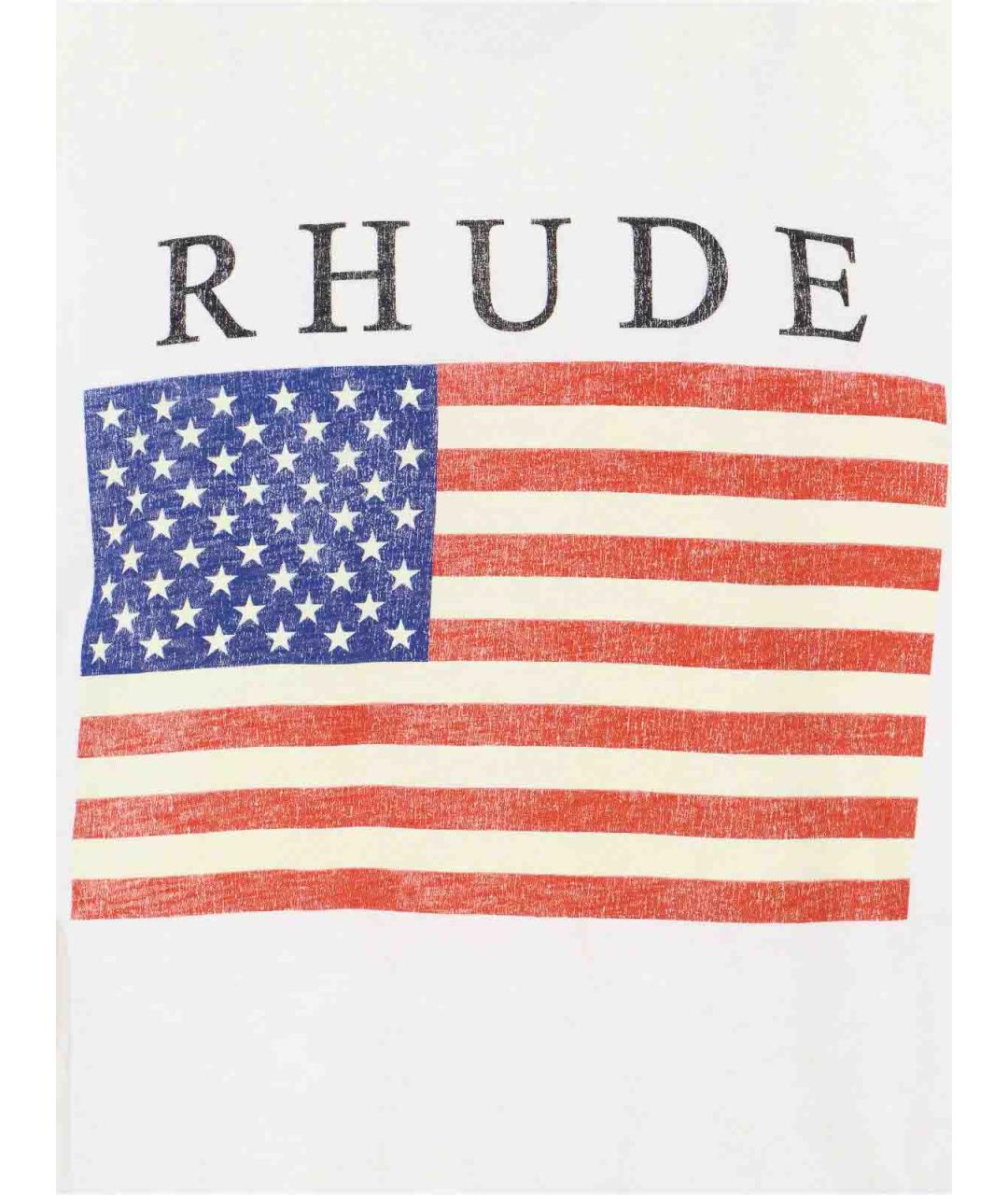 RHUDE Белая хлопковая футболка, фото 3