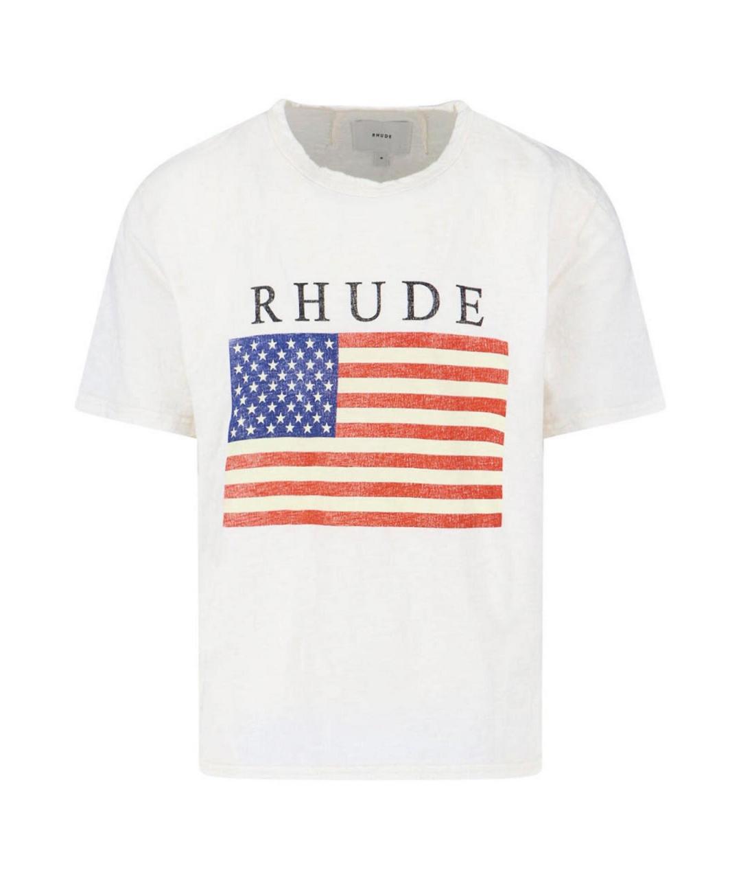 RHUDE Белая хлопковая футболка, фото 1